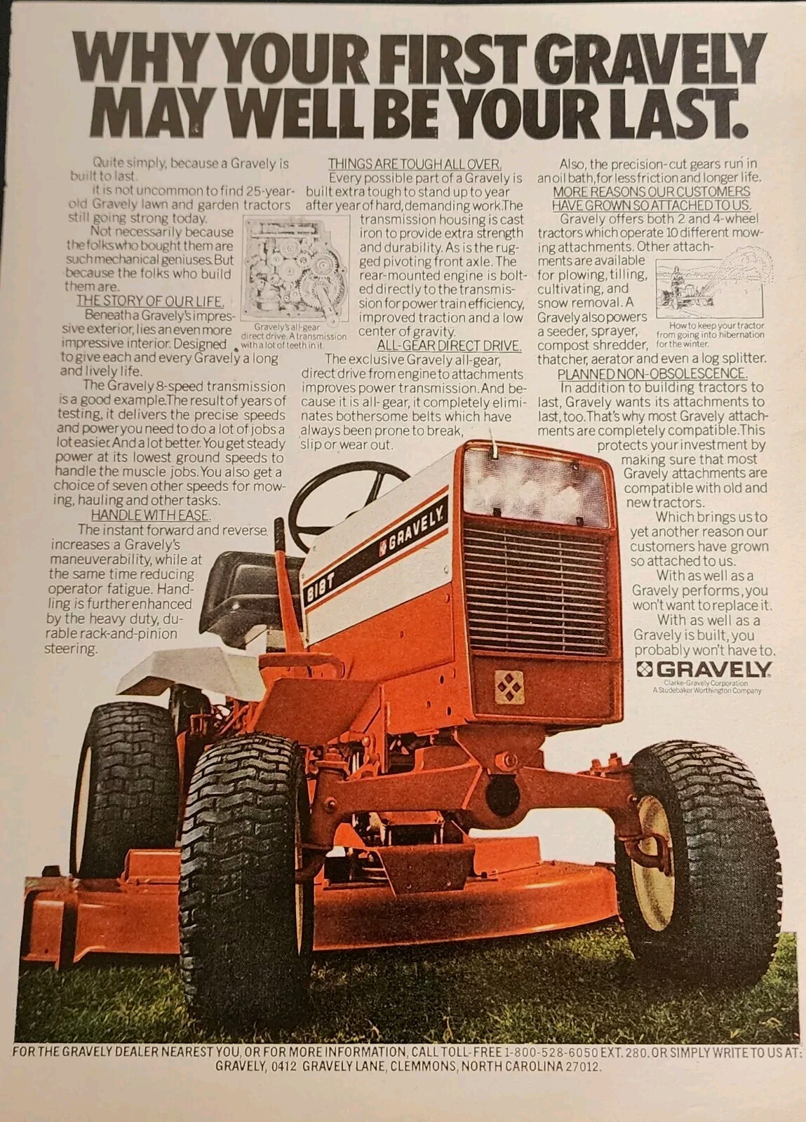 Gravely Lawn Garden Mower Tractor Vtg Picture Magazine Ad Wall Art Decor