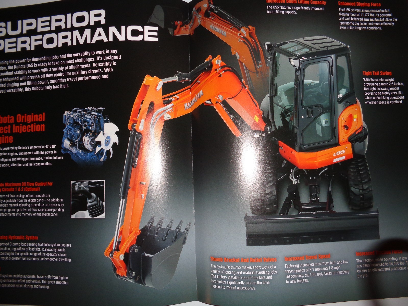 *Kubota Dealers U55 Compact Excavator Sales Brochure literature ad advertising