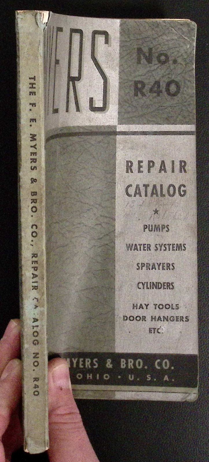 F.E. Myers & Bro Repair Catalog No R40 Pumps Water Systems Sprayers Cylinders