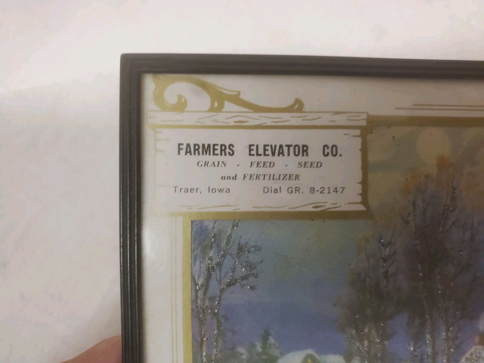 7&Prime; X 5&Prime; Framed Thermometer Farmers Elevator Traer Iowa 1960 Calendar Grain Feed