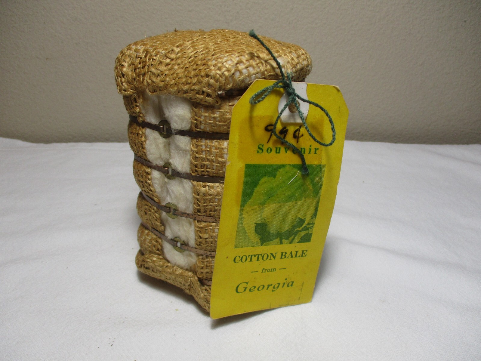 VINTAGE 5&Prime; REAL SOUVENIR COTTON BALE from GEORGIA with TAG