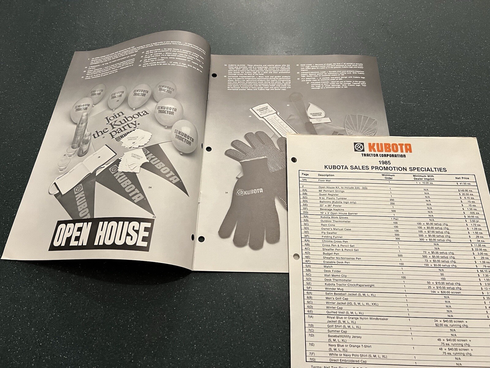 Vintage Original 1985 Kubota Tractor Dealer Promotional Items Catalog