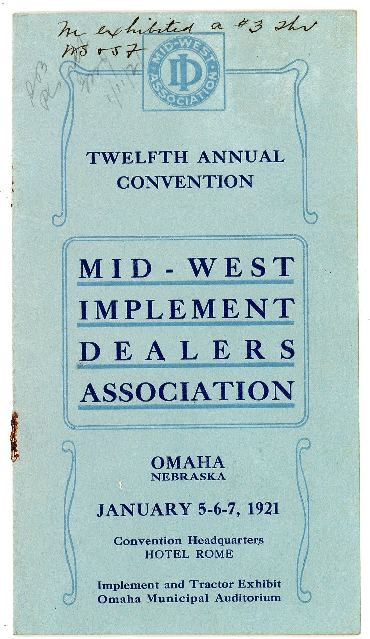 1921 12th Mid-West Implement & Tractor Dealers Assoc program Omaha Nebraska