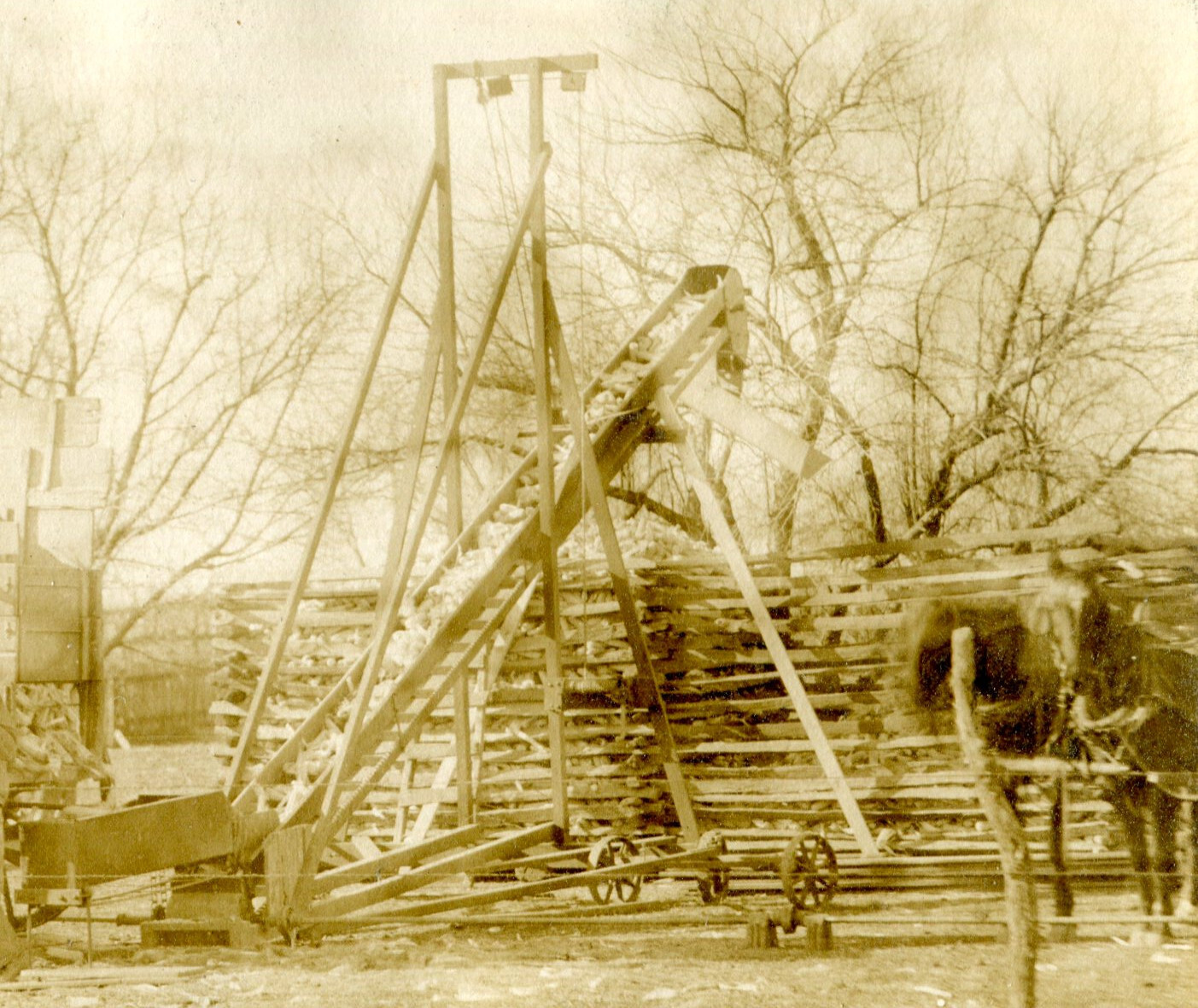 Cisco Illinois RPPC, Corn Conveyor into Corn Crib, Vintage Farming Postcard