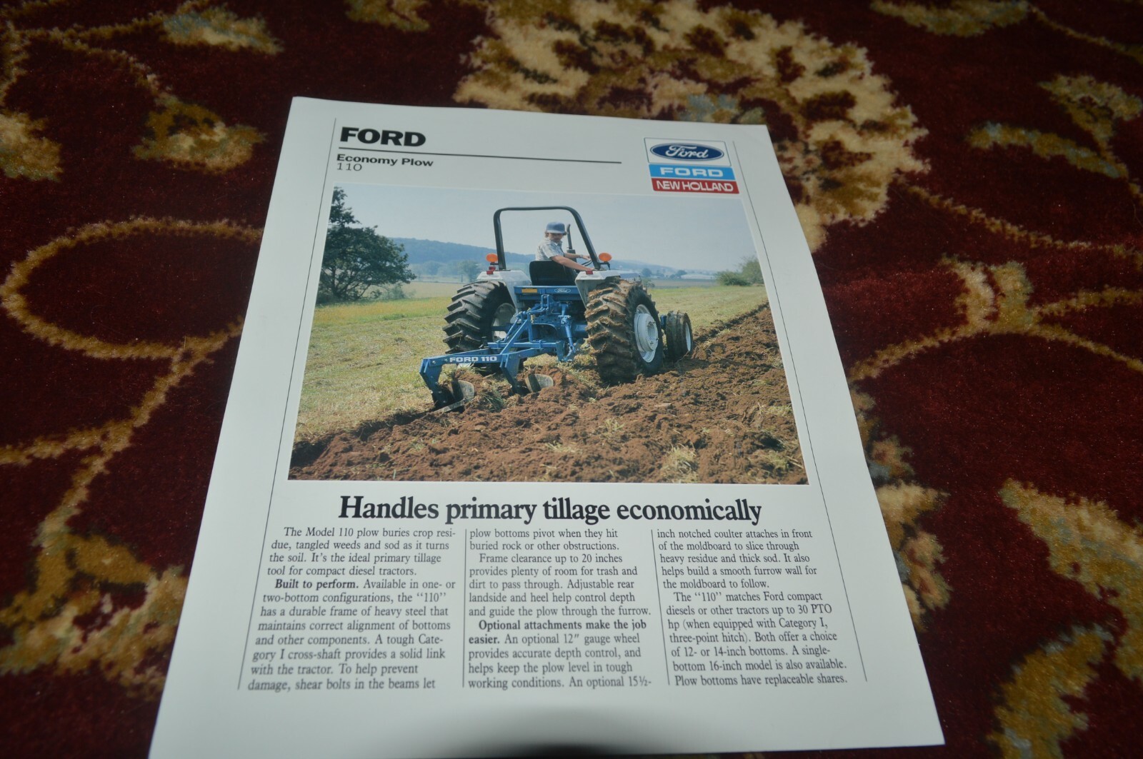 Ford Tractor 110 Economy Plow Brochure DCPA15