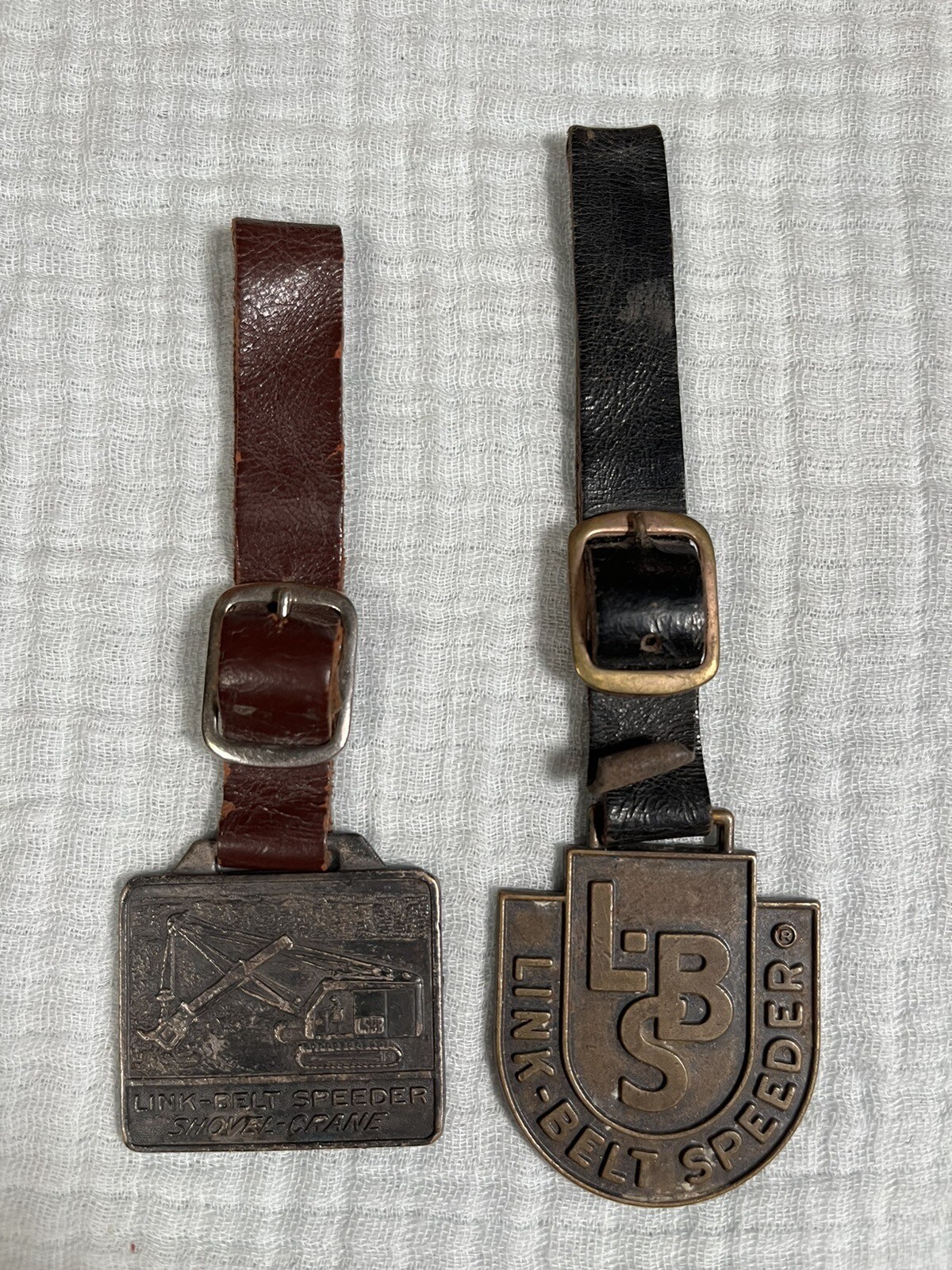 Lot Of 2 Vintage Pocket Watch Fob LINK BELT SPEEDER LS98 Shovel Crane