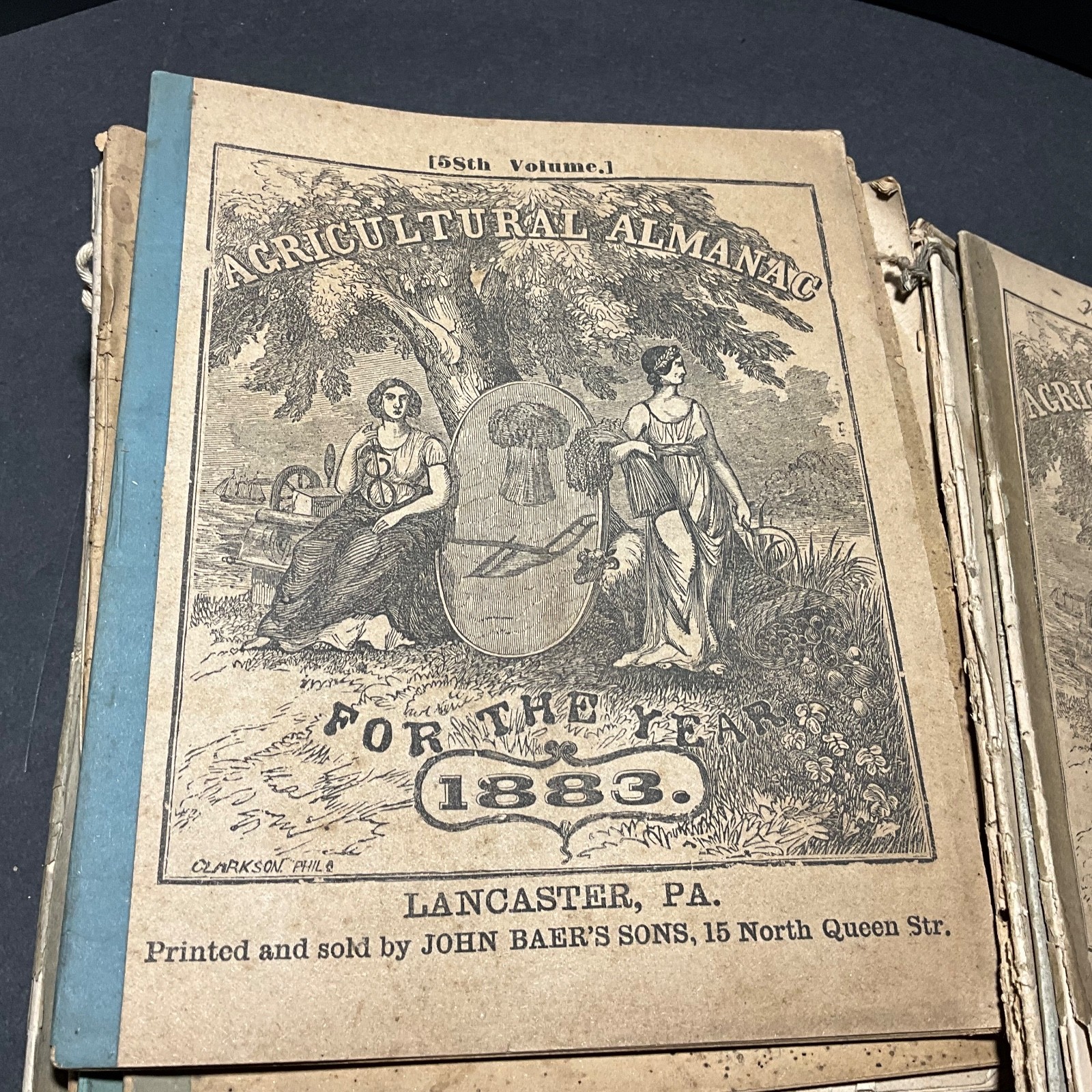 Antique LOT of 24 AGRICULTURAL ALMANACS 1837-1967 English German 19th C.