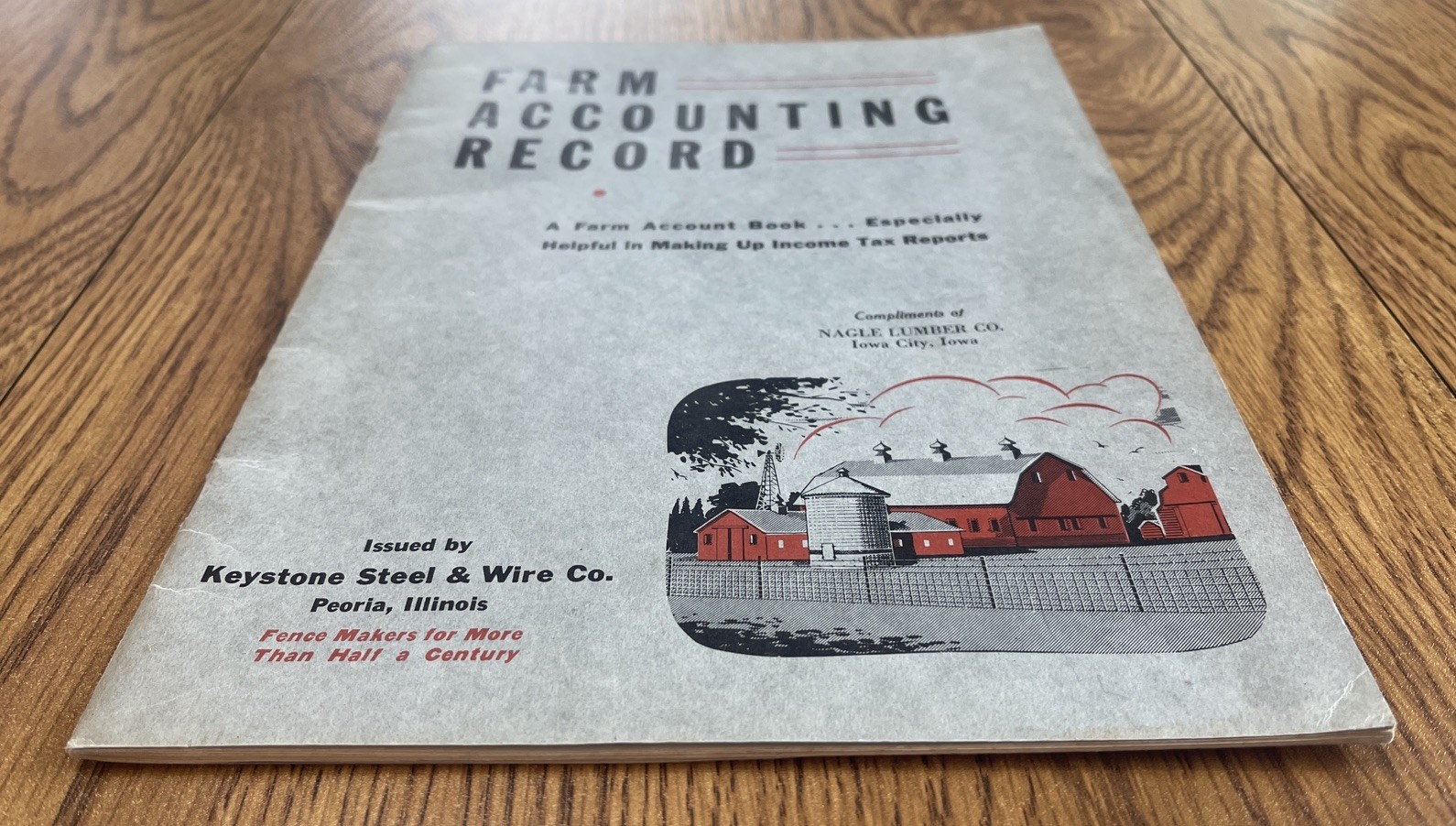VTG Iowa City Nagle Lumber Advertising Farm Accounting Record Book Keystone
