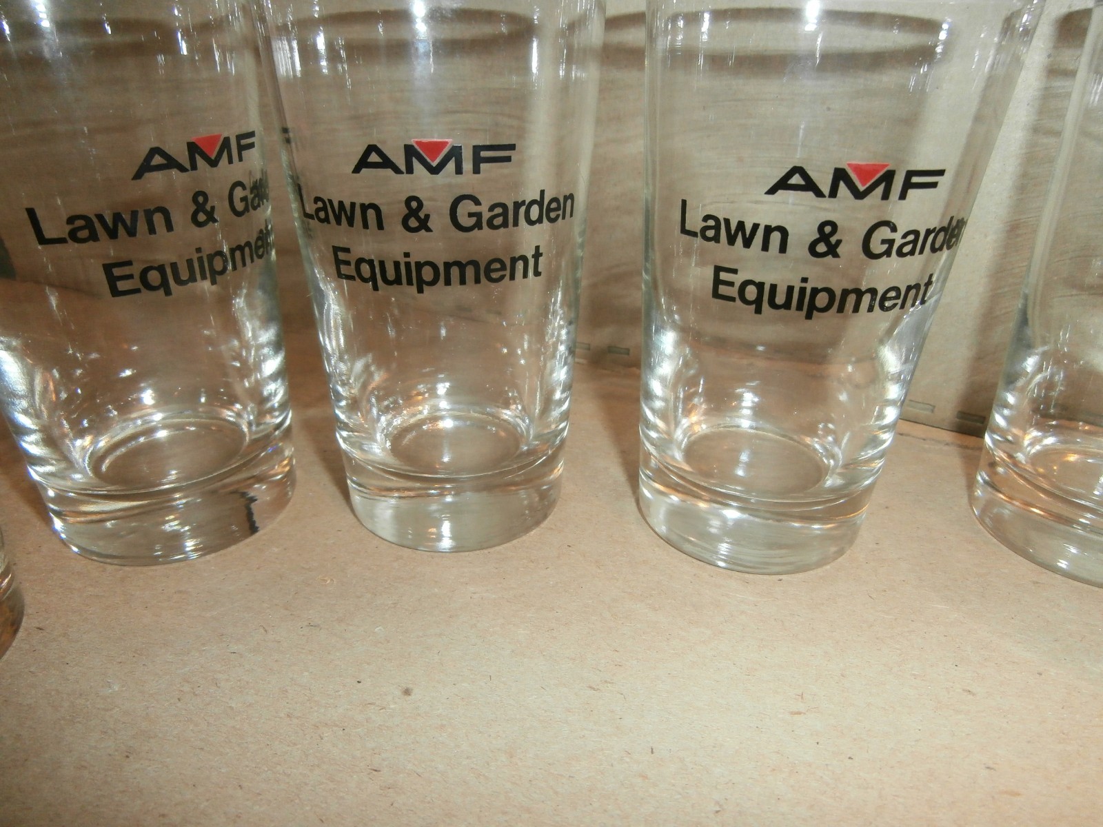 6 Vintage AMF Lawn & Garden Equipment Advertising Glasses