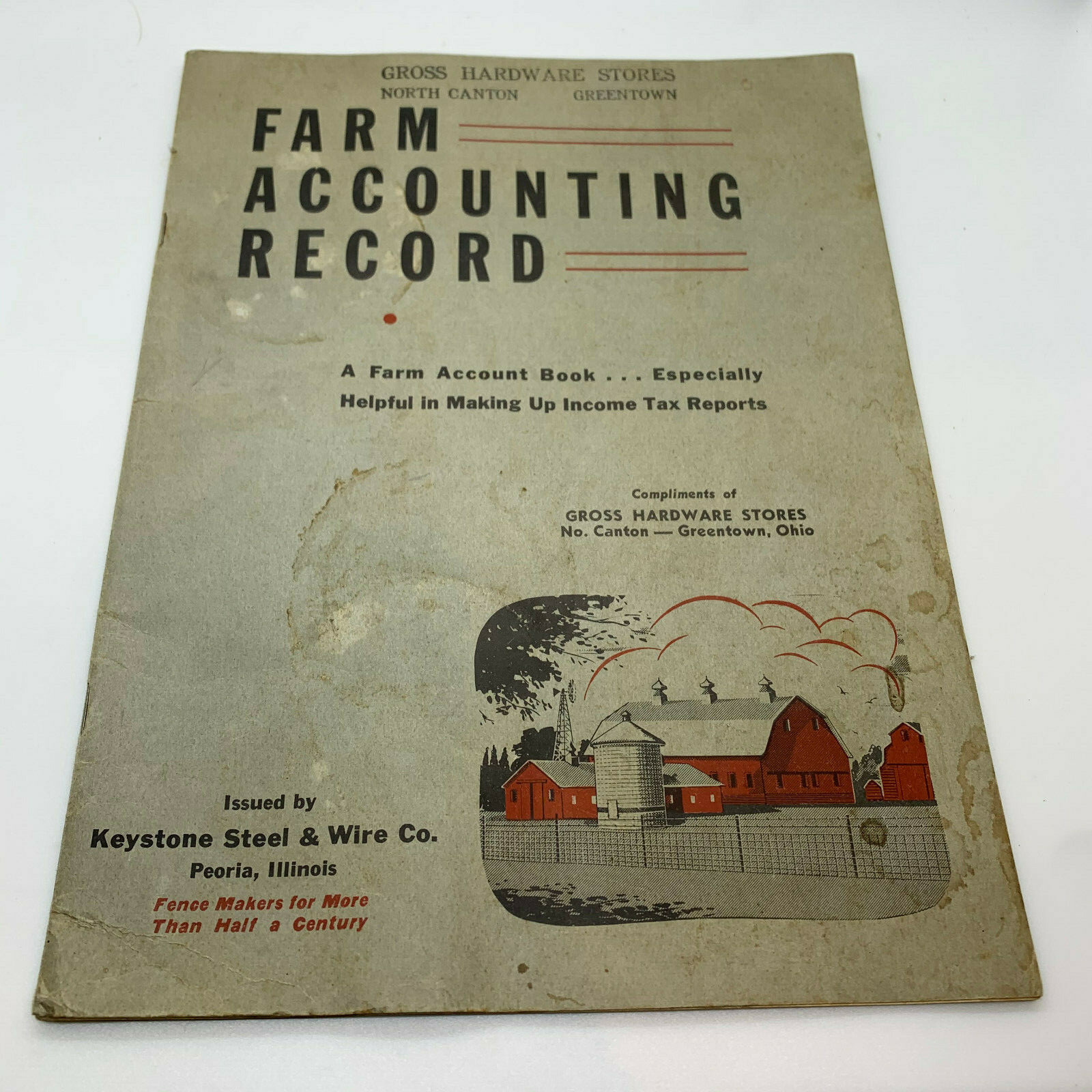 Gross Hardware Advertising Farm Accounting Record 1940 s Greentown Ohio Keystone