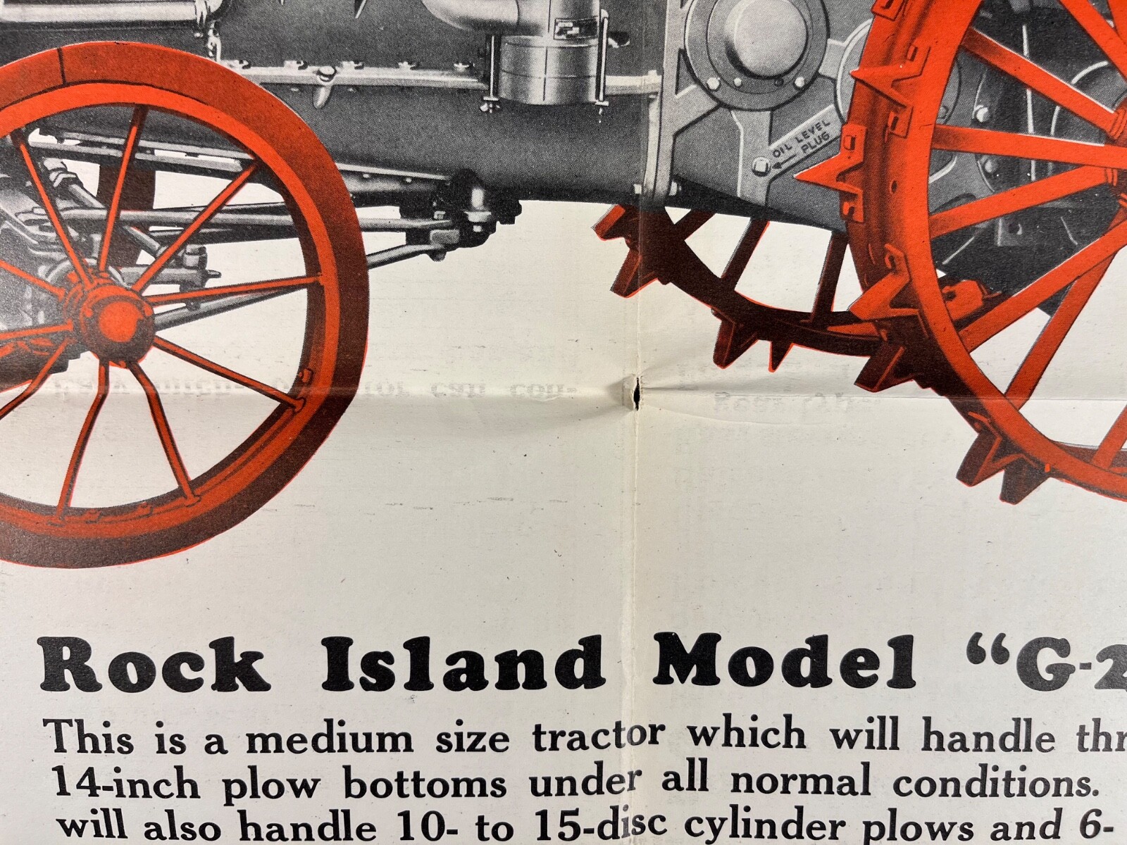 Vintage original Rock Island Model G 2 tractor brochure poster Rock Island Plow
