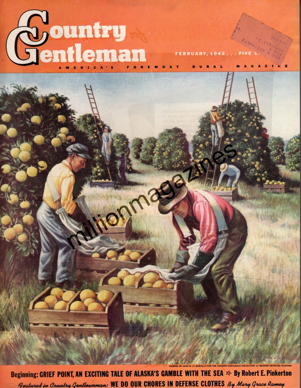 1942 Country Gentleman February Original Cover only – Grapefruit Harvest