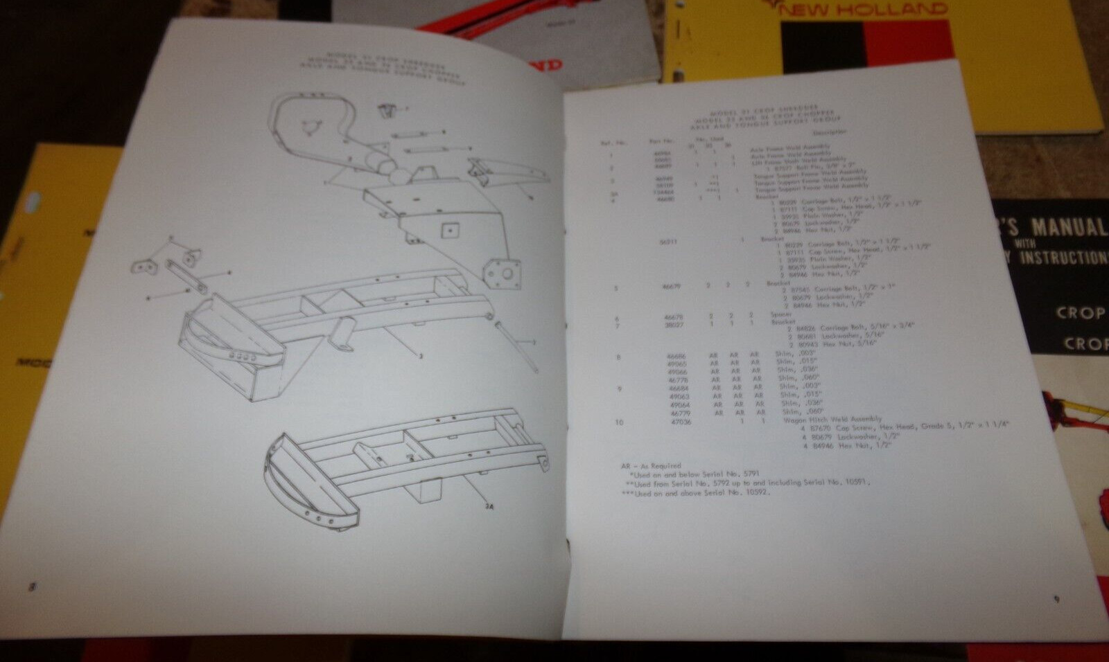 5-lot 1950&rsquo;s-1970&rsquo;s new holland forage equip. operators +parts manuals good used