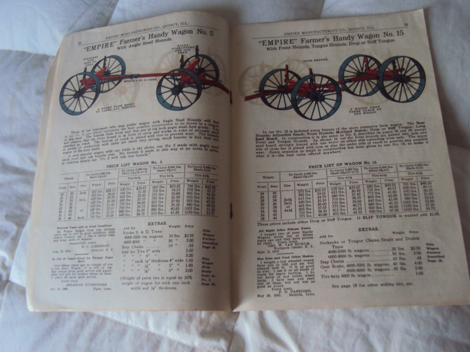 Empire Steel Wheels Catalog No 20 ca 1900 44 page Softbound Quincy IL