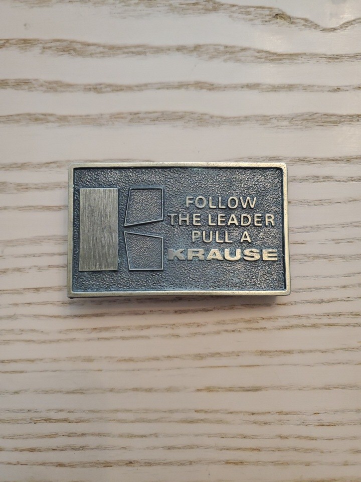 Krause Plow Corp Follow The Leader Pull A Krause Brass Belt Buckle Exclusive Edn