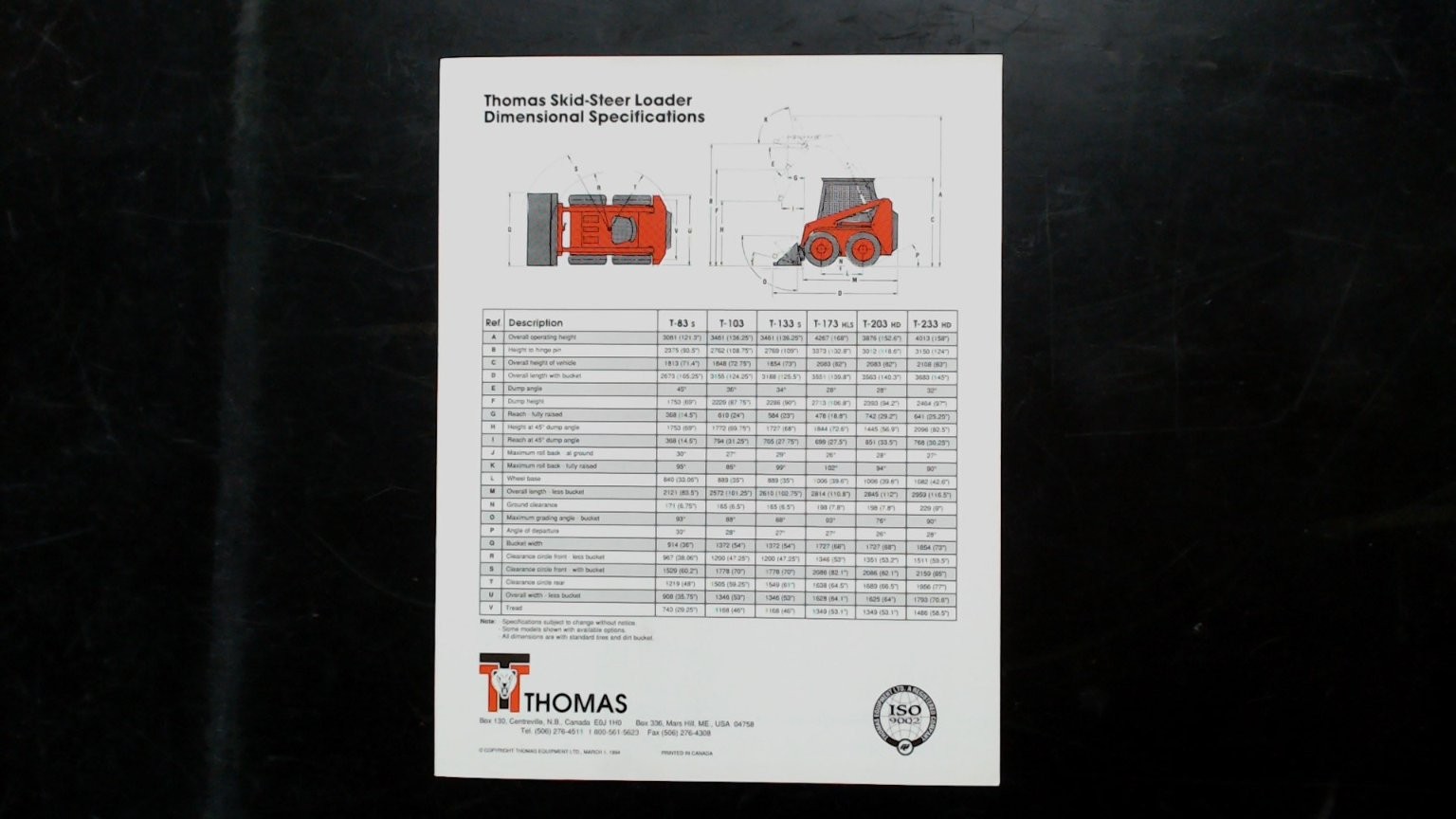 Thomas Skid Steer Loaders & Attachments Brochure 1996 Agriculture