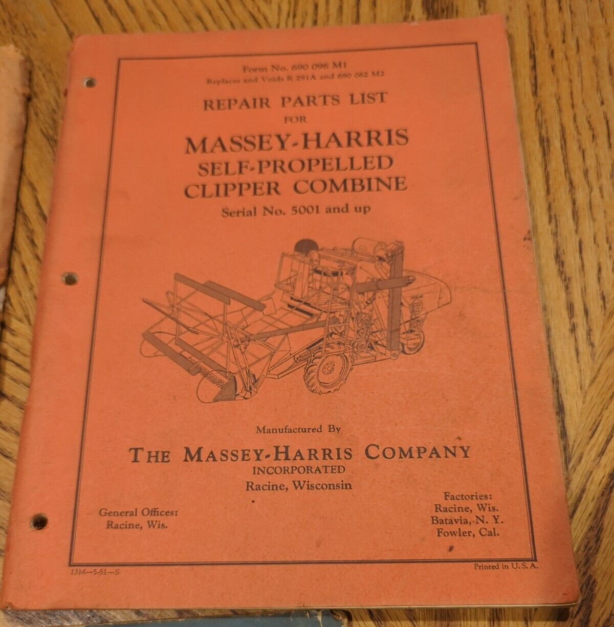 Massey Harris 1950&rsquo;s Combine Sales Booklet Full Color Lot Of 2 Combine Pts &Man