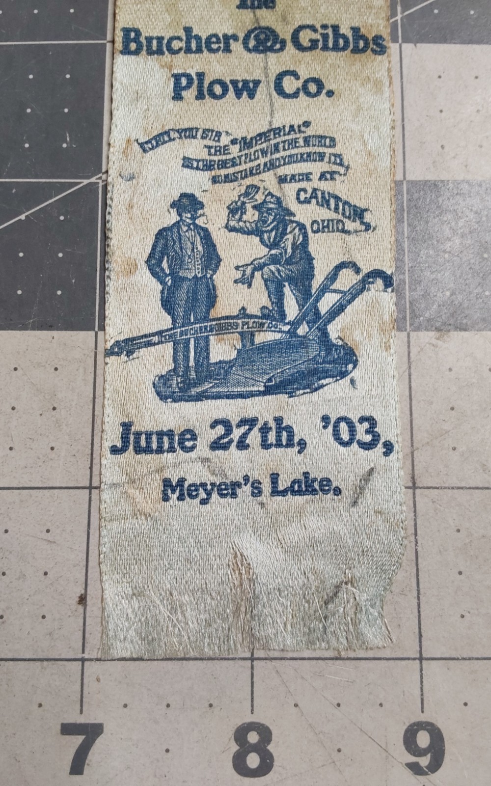 1903 Bucher & Gibbs Plow Co Imperial 6th Annual Picnic Ribbon