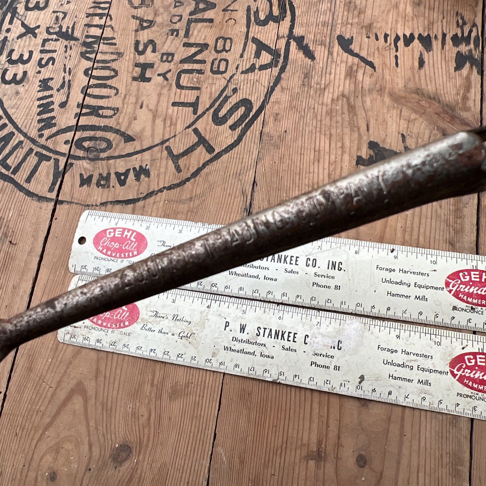 Advertising Wheatland, IA Gehl Hammer Mill Ruler Stanley Co Equity Trading Spoon