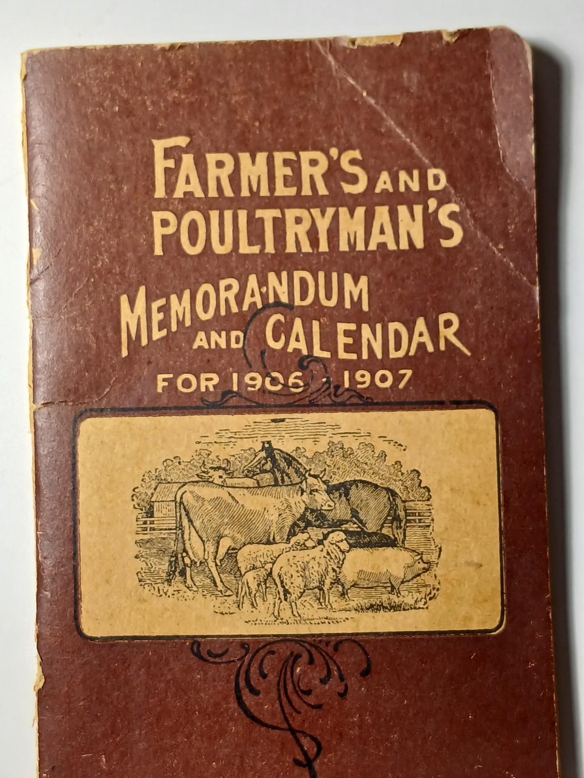 1906 Vintage Farm Ledger Prussian Food Advertising Cow Pig Sheep Horse Graphic