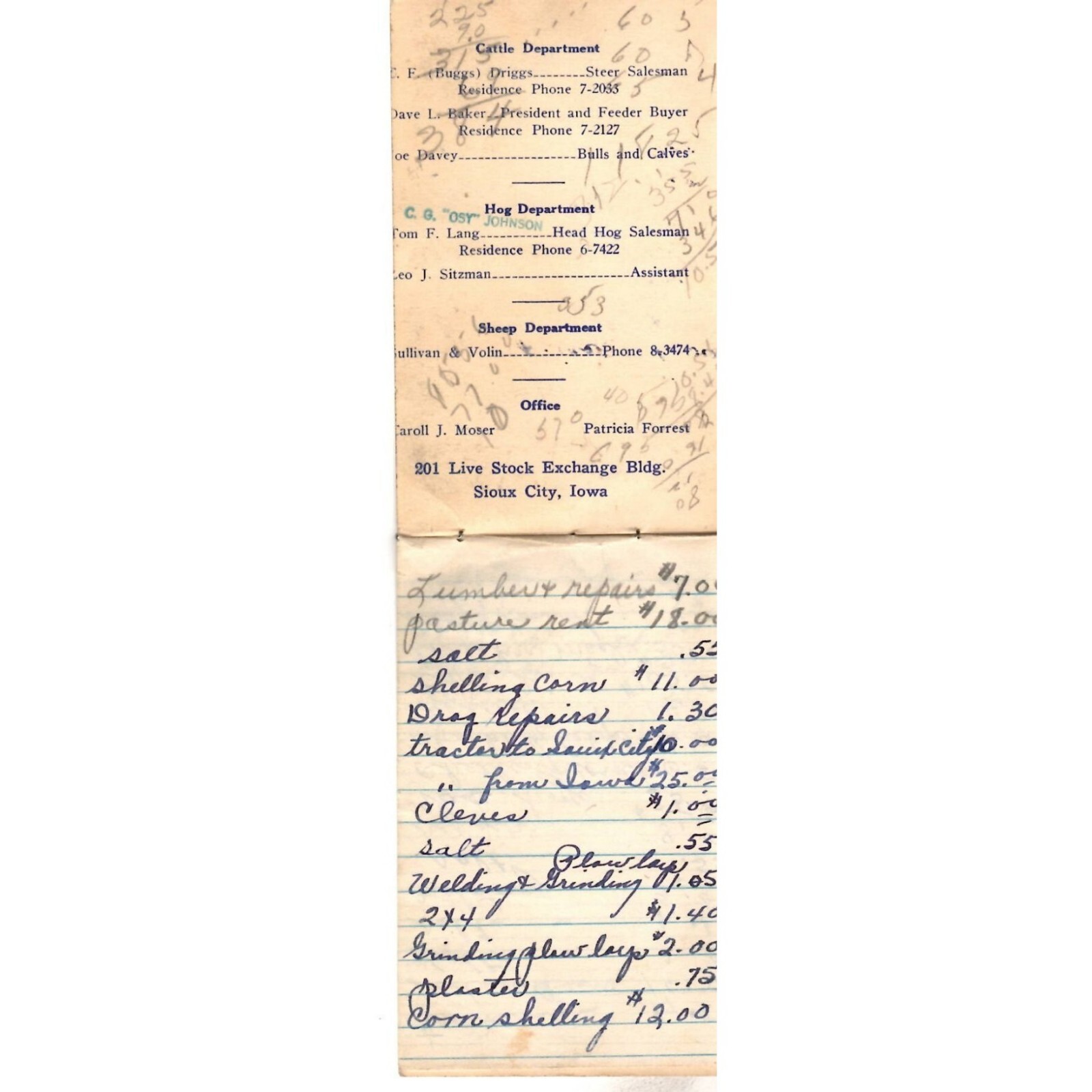 Lake Commission Co Sioux City Iowa Cattle Hogs Sheep Notebook Advertising Farm