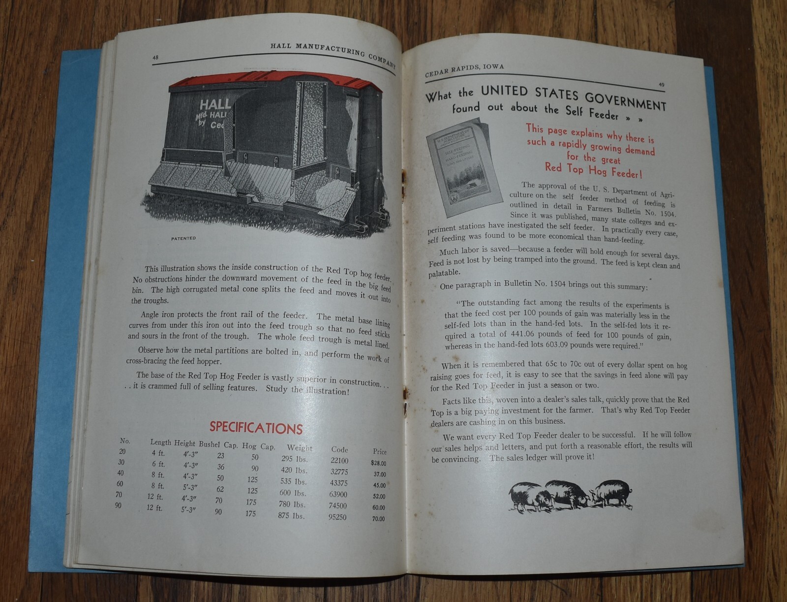 RARE HALL MANUFACTURING CEDAR RAPIDS IA FARM EQUIPMENT SALES FARM CATALOG