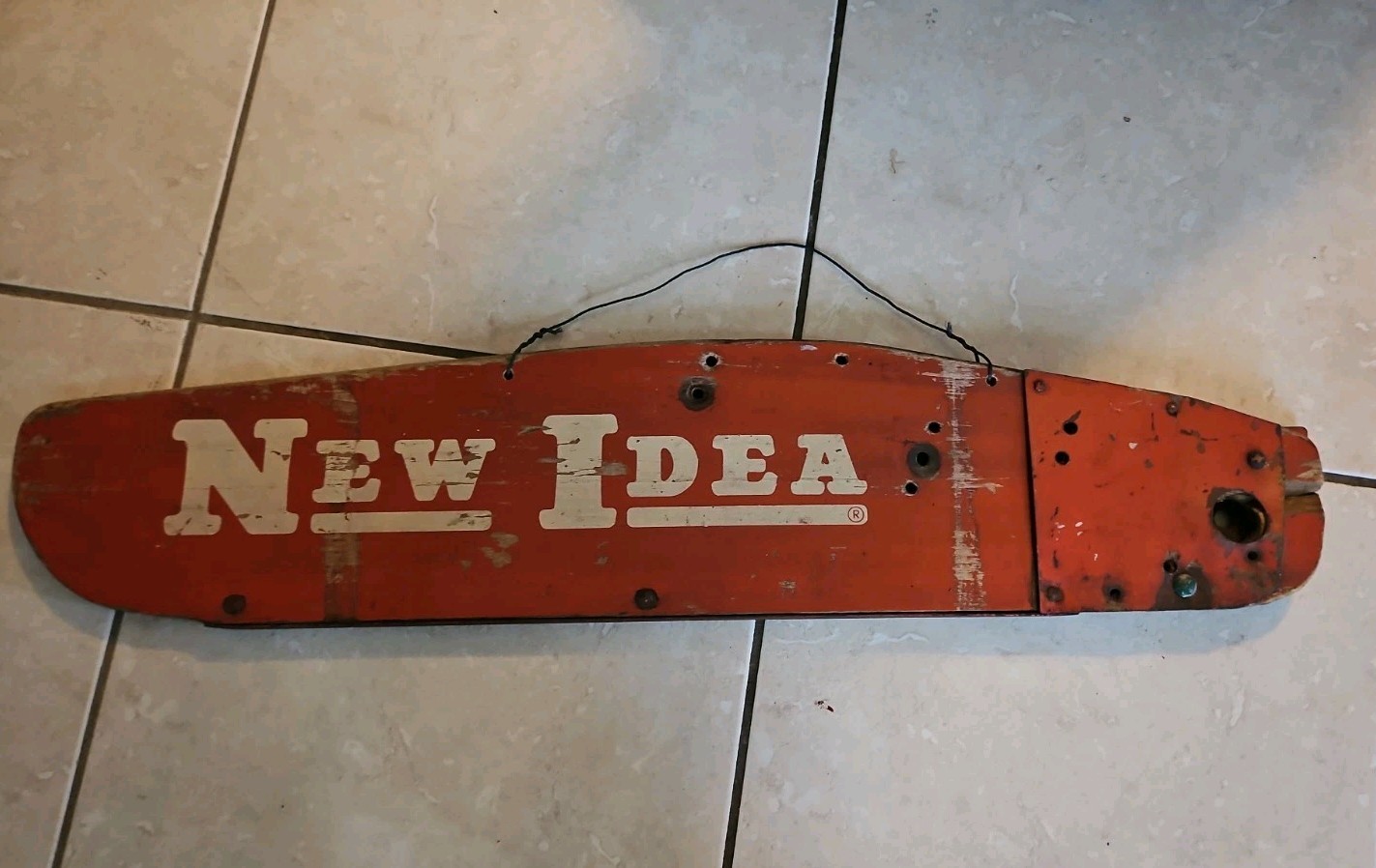 New Idea Sickle Mower Swath Board Wooden Sign 33 Inches Vintage Farm Sign