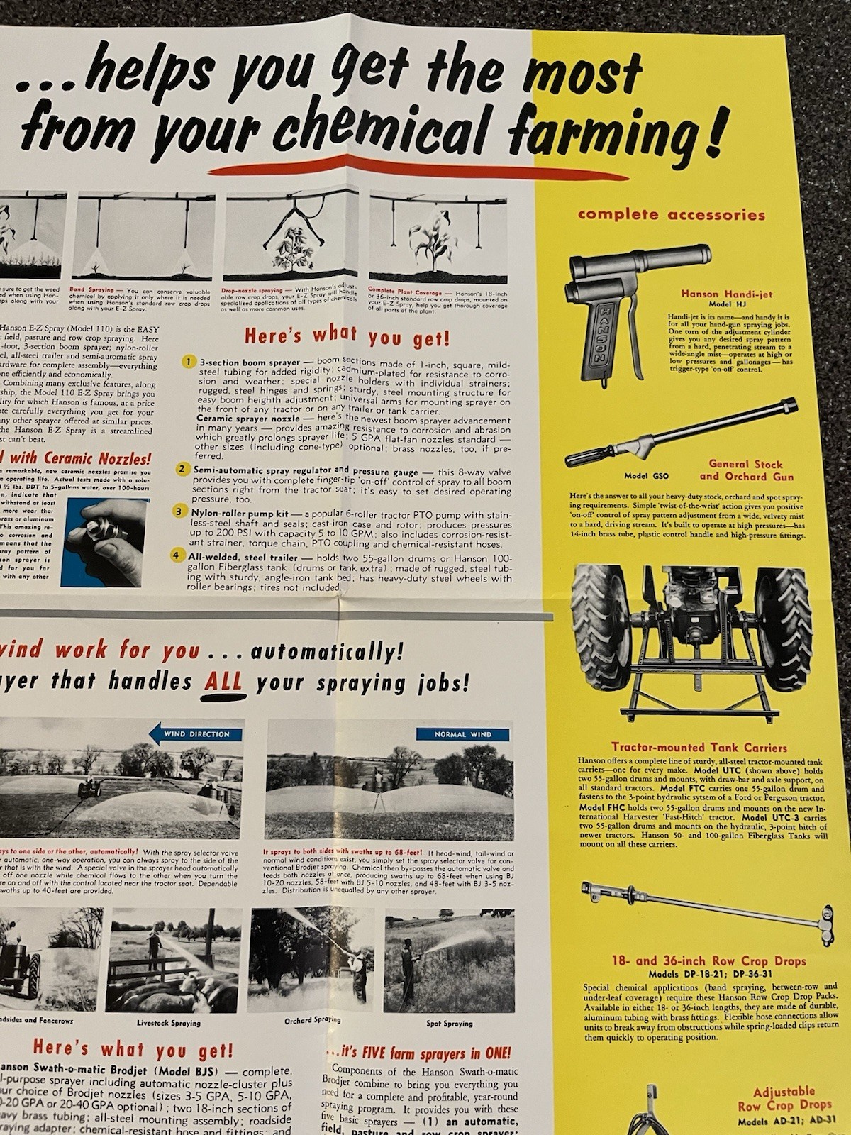 Hanson Equipment E-Z Spray Swathomatic V-G Spray Sprayers Brochure Poster Rare