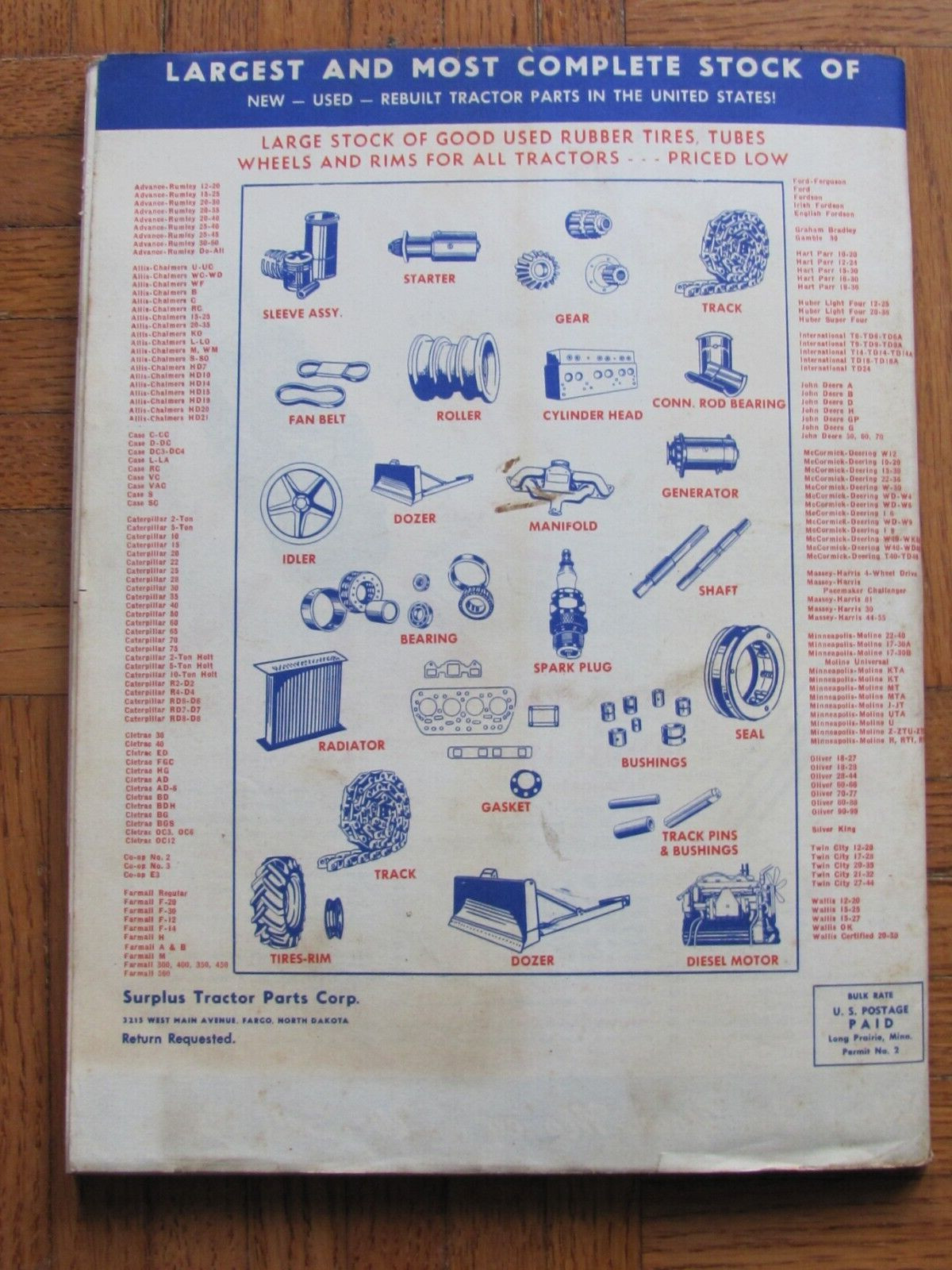 1963 SURPLUS TRACTOR PARTS CO FARGO ND SALES CATALOG FARM