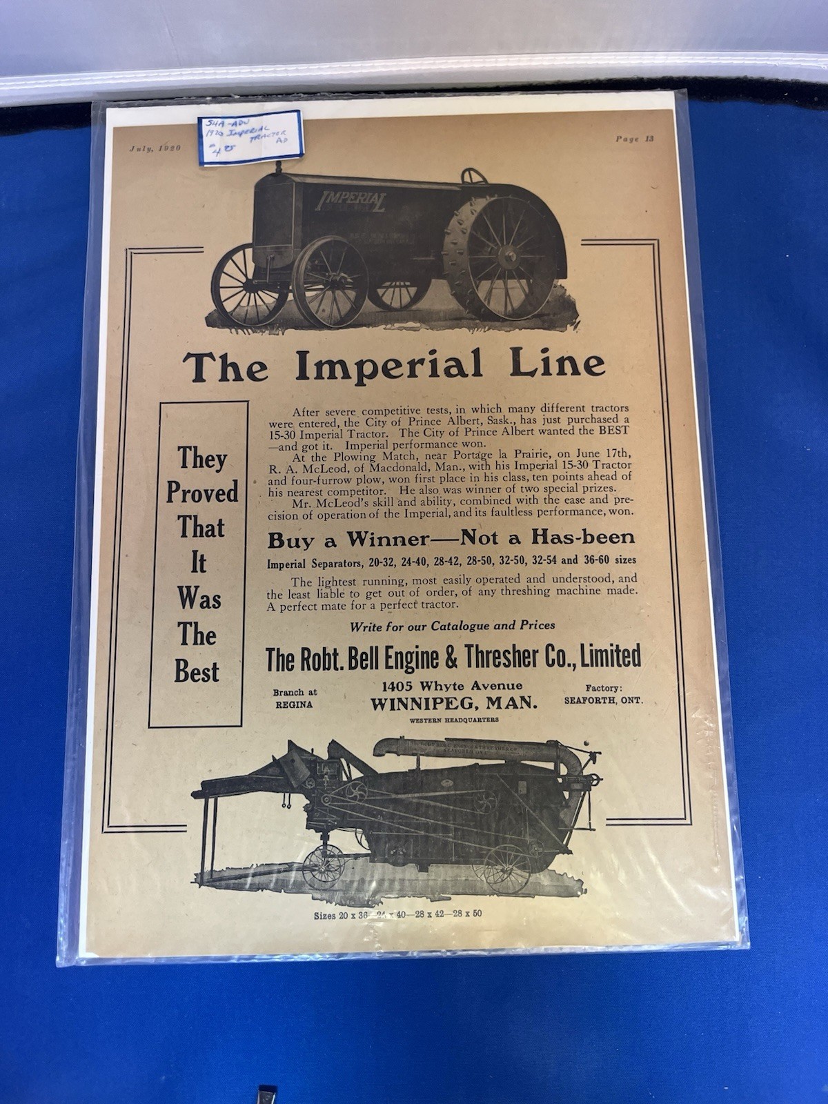 A LOT OF 18 VINTAGE ORIGINAL FARM MACHINE ADS-A MUST LOOK!-1897 TO 1940