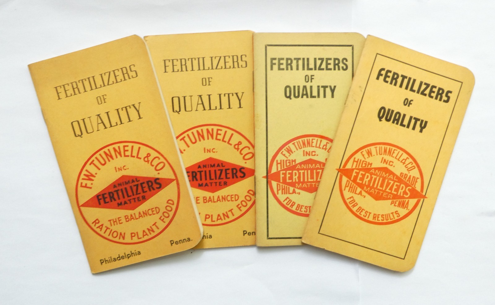 FW Tunnell & Co. Fertilizers 1938 to 1942 4- Farming Notebooks Philadelphia PA