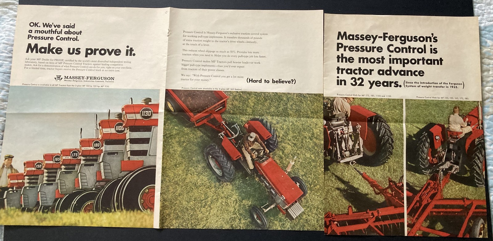 1967 CANADA CANADIAN TRACTOR AD MASSEY FERGUSON FULL LINE 3 PAGES