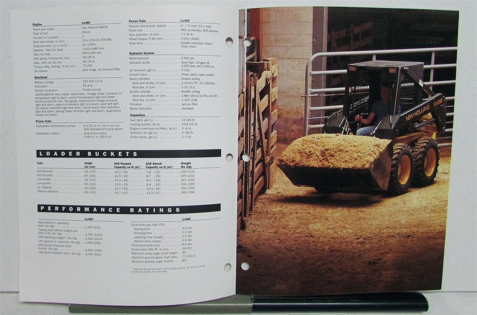 1996 New Holland Skid Steer Loaders Superboom Lx 485 Construction Sales Folder
