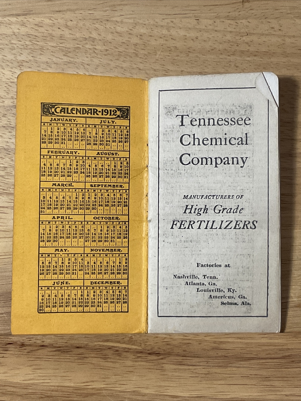 1912 Tennessee Chemical Co. Pocket Notebook Lafollette, TN Ox Guano Fertilizer