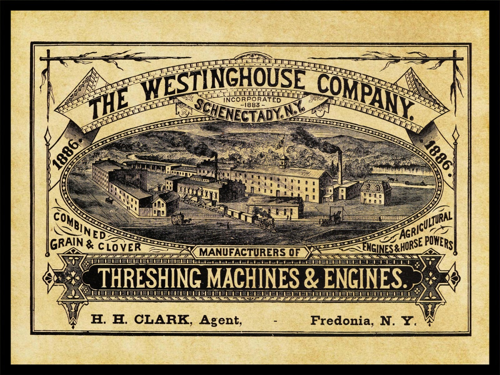 1886 Westinghouse Threshing Machines & Engines NEW Metal Sign: Schenectady, NY