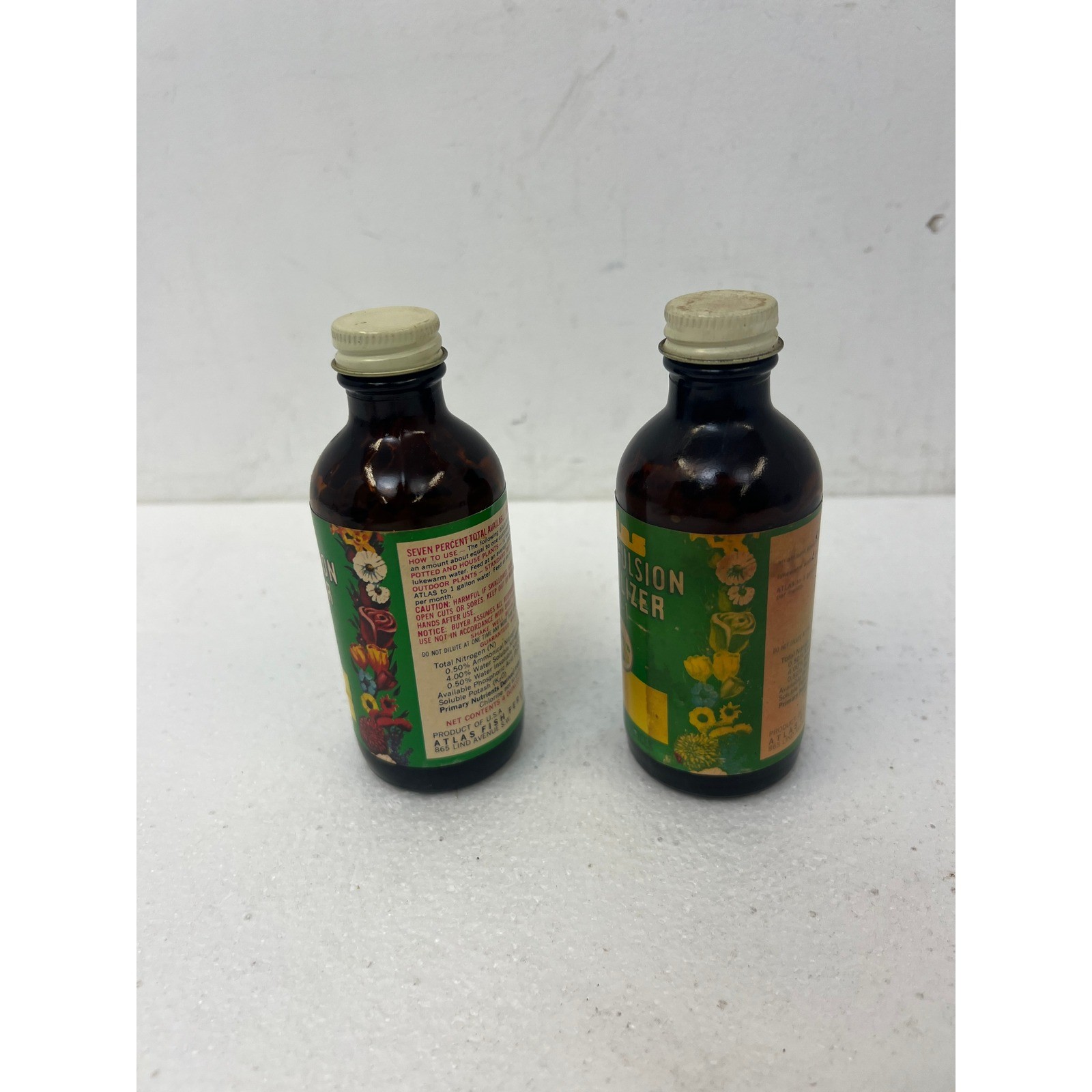 Vintage Atlas Fish Emulsion Fertilizer Bottles & Tablets Pet Supply Aquarium Lot