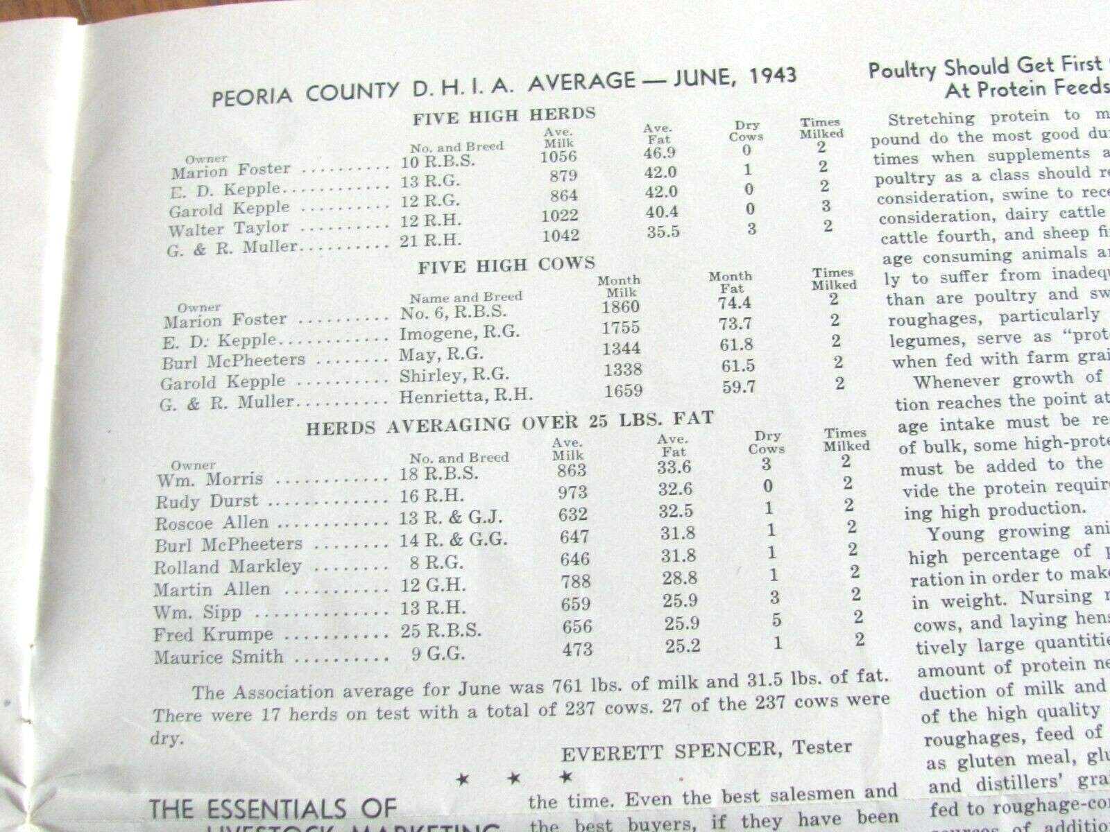 1943 PEORIA COUNTY FARMER FARM BUREAU NEWSPAPER MAGAZINE
