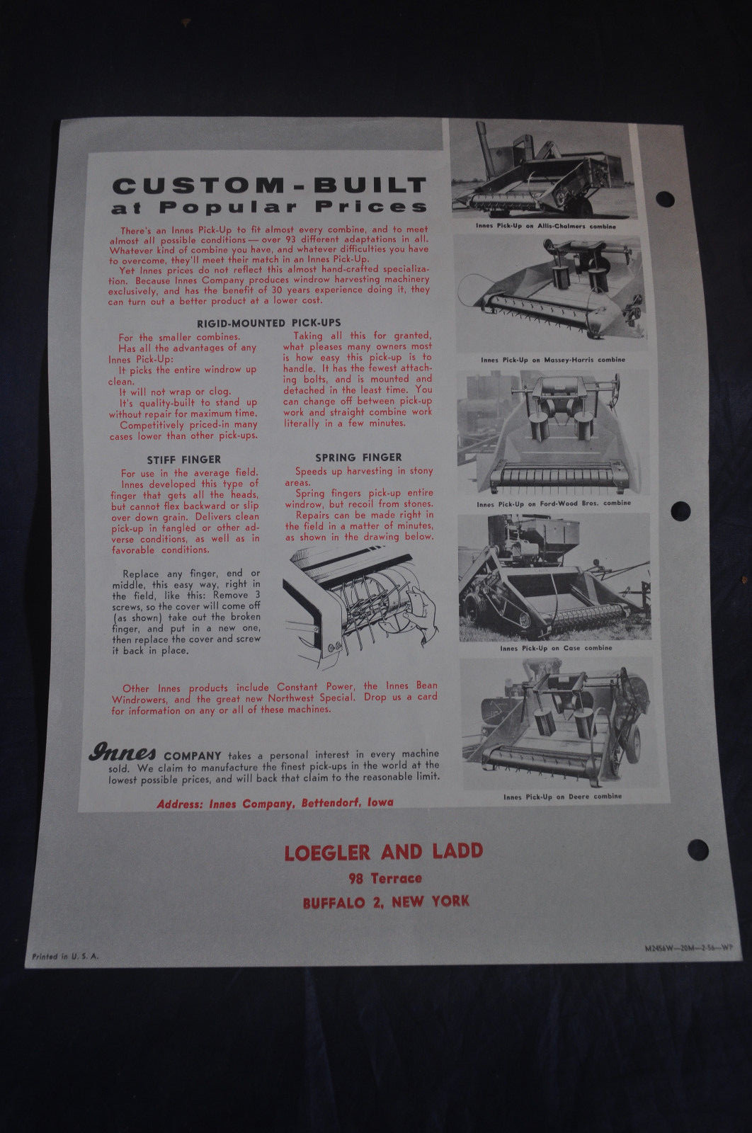 1956 Five Ways that the INNES Windrow Picks You Up Brochure