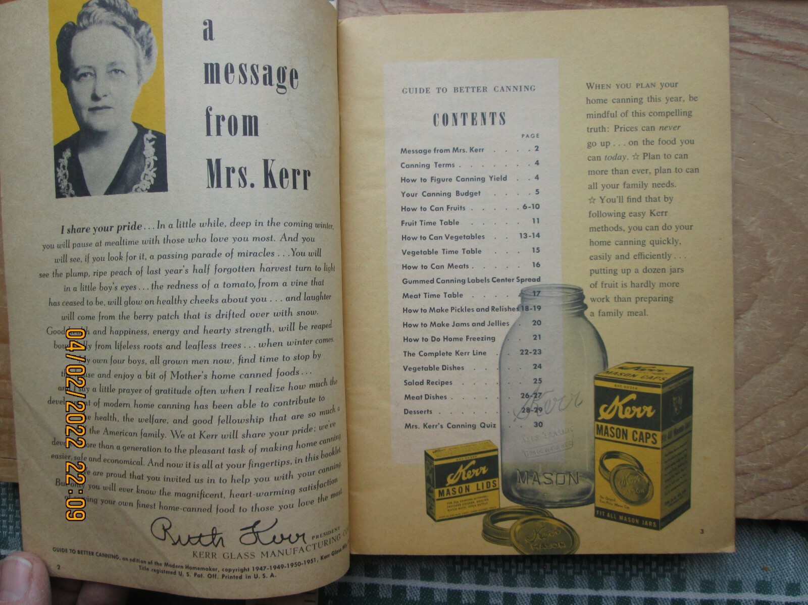 guide to batter canning – kerr glass 1951