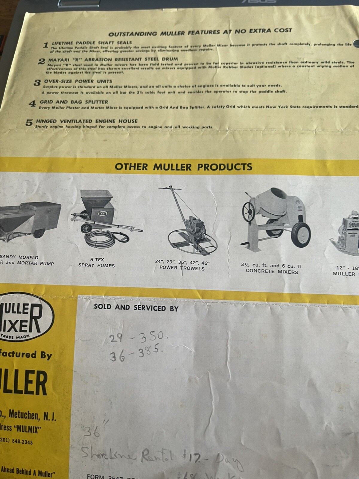 Muller Machinery Plaster, Mortar and Terrazzo Mixers bulletin