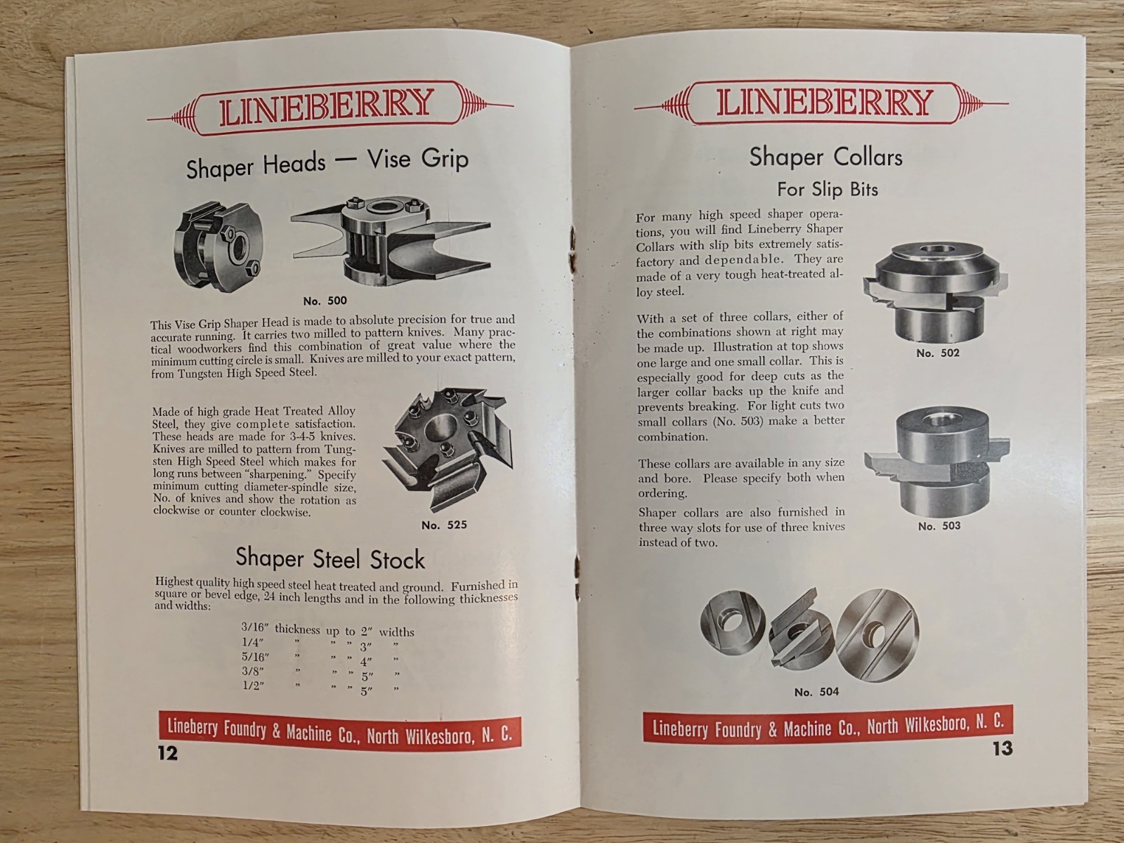 1956 Lineberry Woodworking Cutters Brochure + Paperwork + Letter