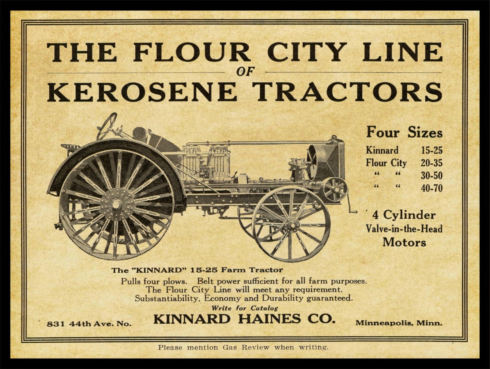 1917 Flour City Tractor, Minneapolis MN NEW Metal Sign – 24&Prime; x 30&Prime; STEEL – 7lbs.