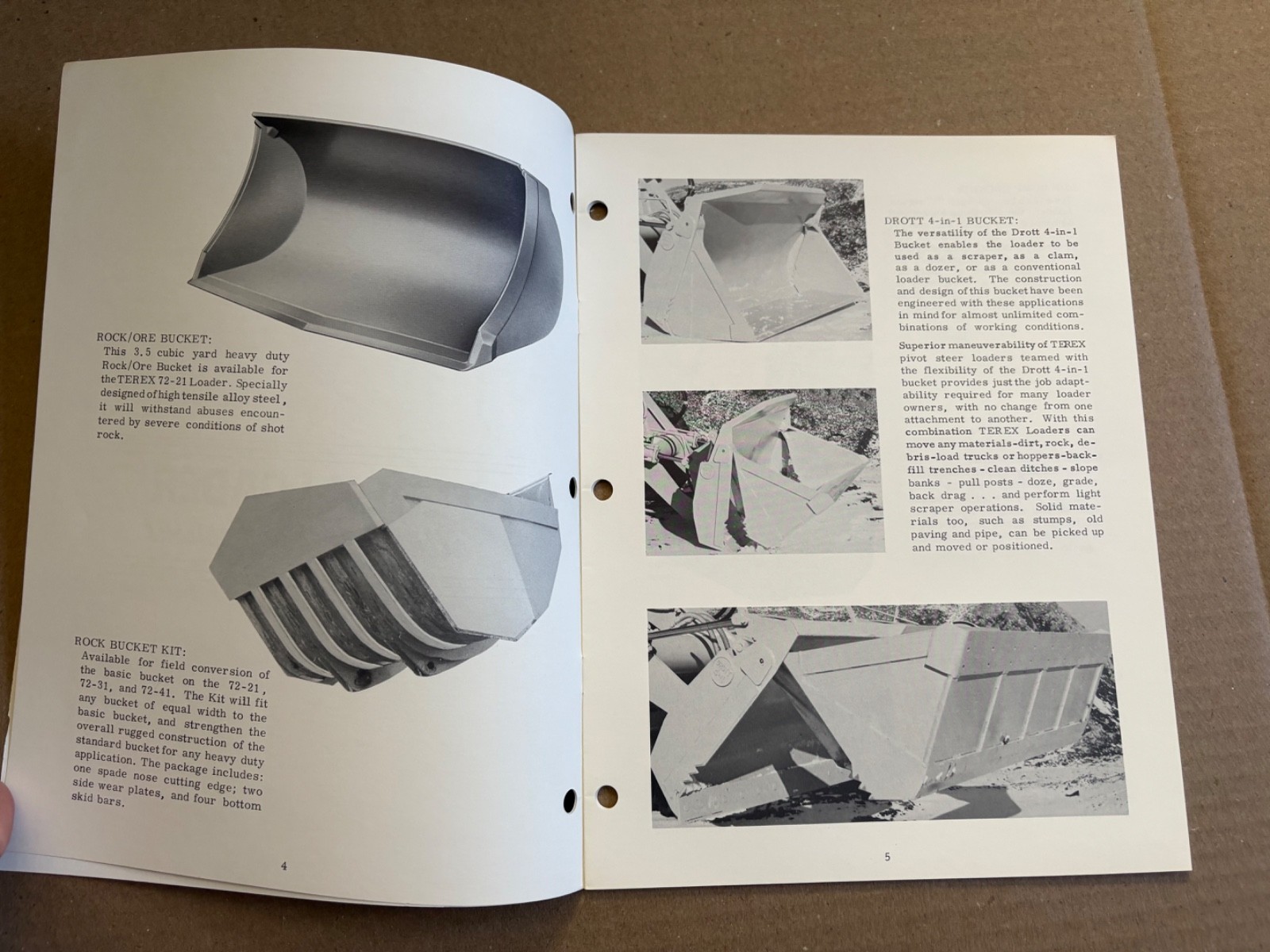 Original Terex Loader Attachments & Options Catalog Sales Brochure