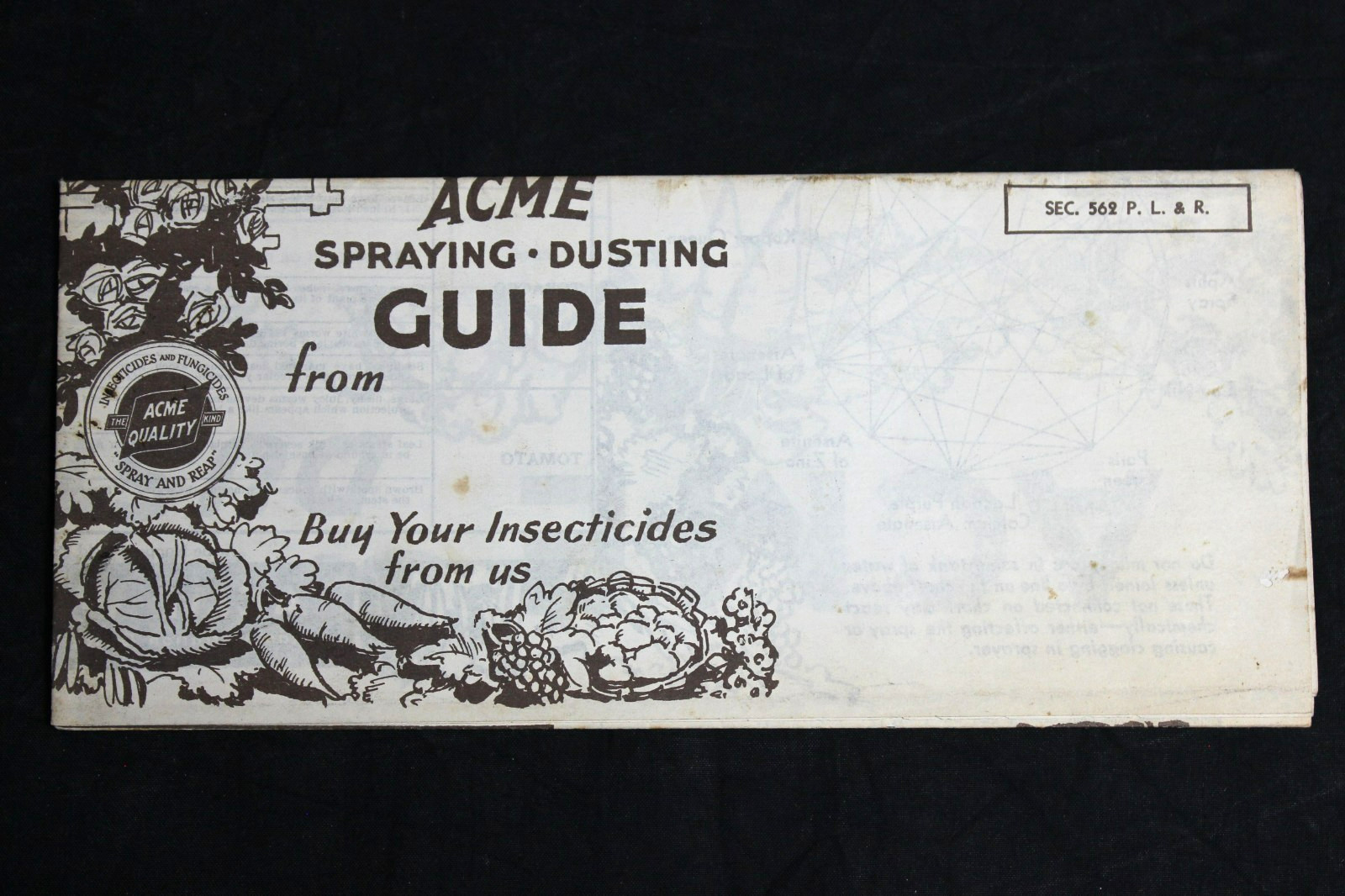 VINTAGE ACME SPRAYING DUSTING GUIDE ADVERTISING FOLD-OUT MAILER ~ INSECTICIDE