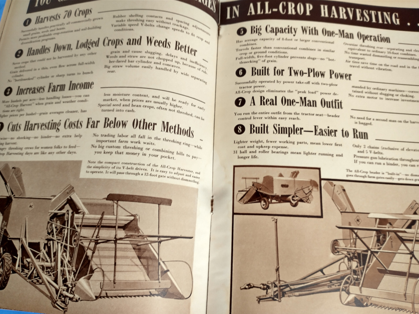 ALLIS CHALMERS ALL CROP HARVESTER TRACTOR BROCHURE ORIGINAL 40 PAGE BOOKLET