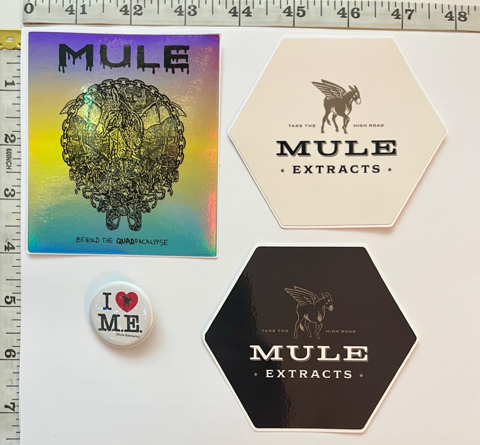 MULE EXTRACTS Button /Sticker Sets – OREGON, USA Cannabis Industry Advertisement