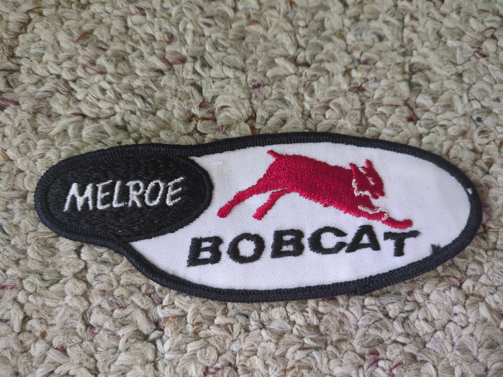 Vintage Melroe Bobcat Embroidered Advertising Patch Black Cream Red Agriculture