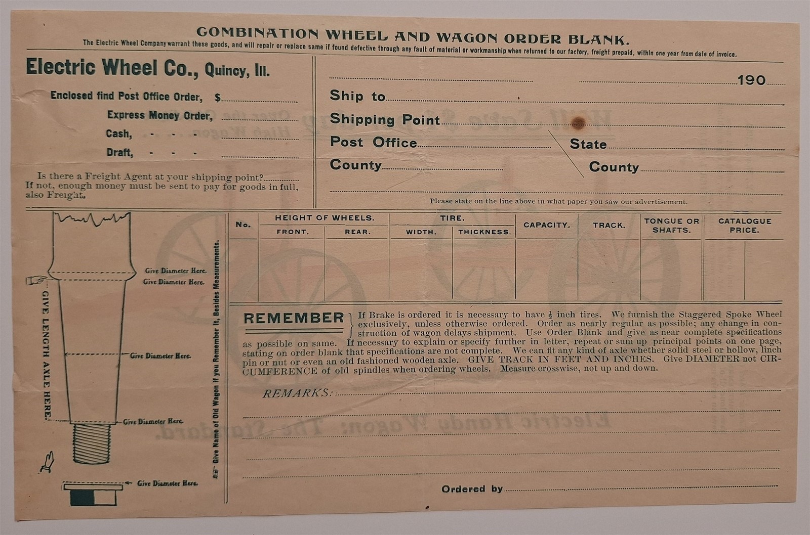 Antique Electric Wheel Co Wrought Iron Wagon Wheels 1901 Quincy IL Advertisement