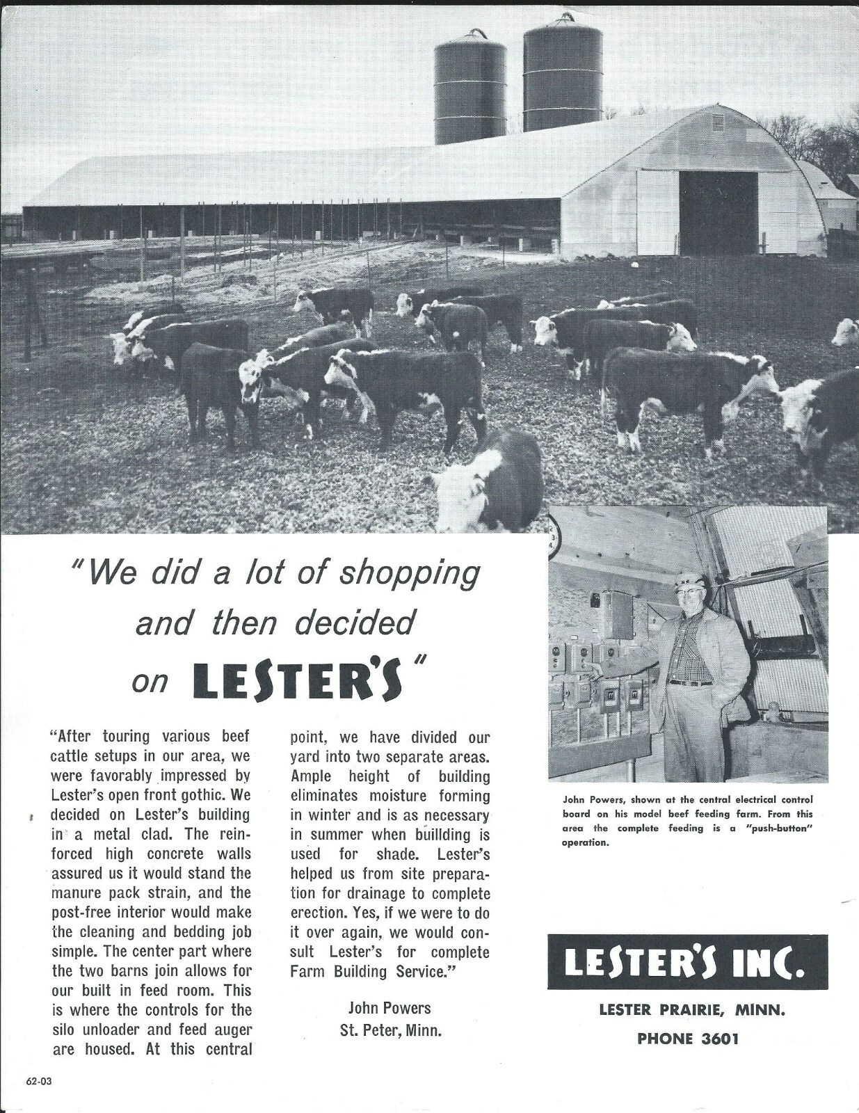 Farm Ad Brochure – Lester&rsquo;s – Beef Cattle Feeding Operation – c1962 (F7097)