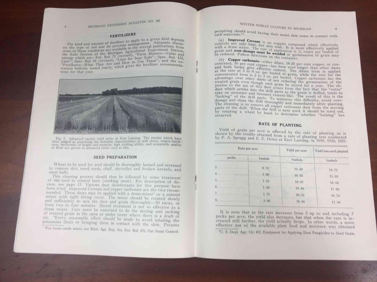 Vintage 1937 MSU Michigan State College Winter Wheat Culture in Michigan 16 pgs